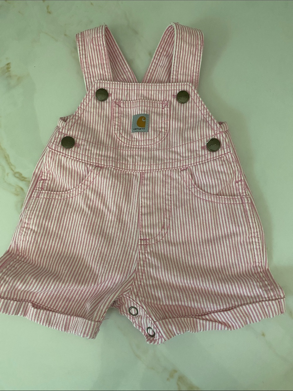 Carhartt Pink and White Stripe Shortalls for Kids